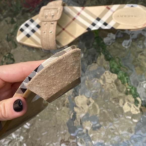 Burberry Beige Nova Check Suede Sandals - Picture 8 of 16